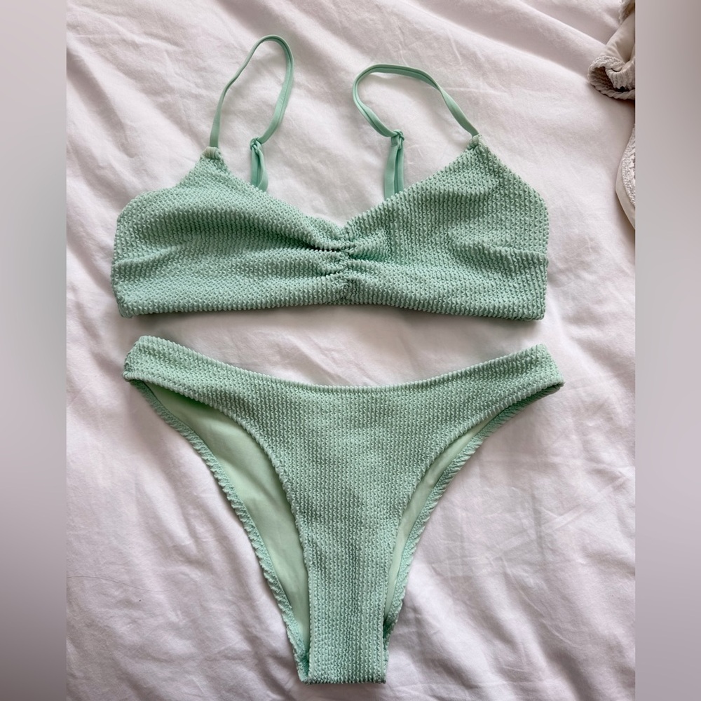 H&M Mint Green Textured Bikini Set